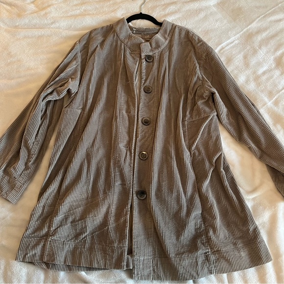 J. Jill Gray Button Down Corduroy Pleated Jacket Coat Size XL - Picture 1 of 9